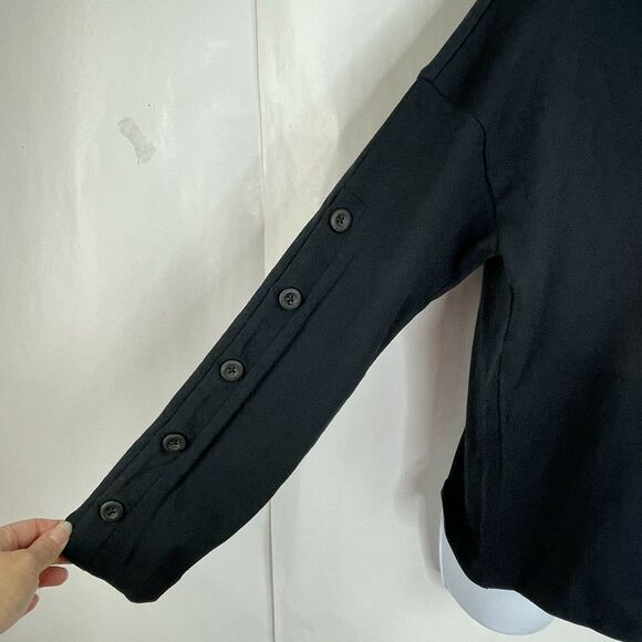 Madewell Black Turtleneck Button Sleeve Top Blouse NWT Size XS - Picture 5 of 8